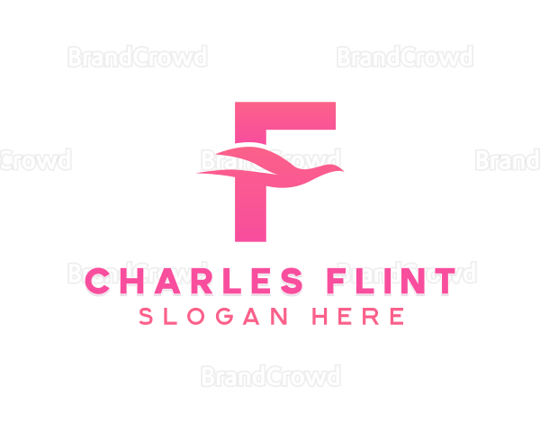 Pink Bird Letter F Logo