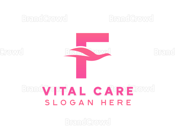 Pink Bird Letter F Logo