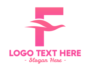 Flying - Pink Bird Letter F logo design