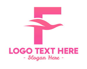 Fly - Pink Bird Letter F logo design