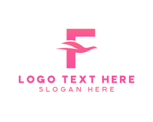 Pigeon - Pink Bird Letter F logo design