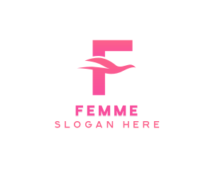 Pink Bird Letter F logo design