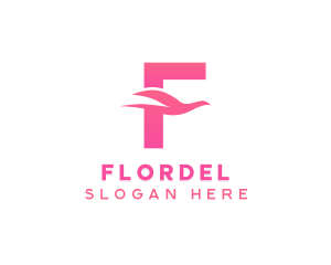 Pink Bird Letter F logo design