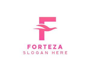 Pink Bird Letter F logo design