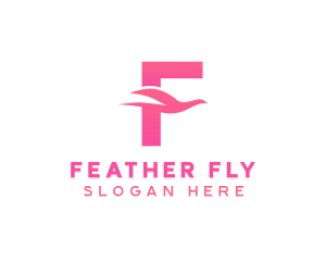 Pink Bird Letter F logo design