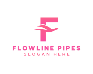 Pink Bird Letter F logo design