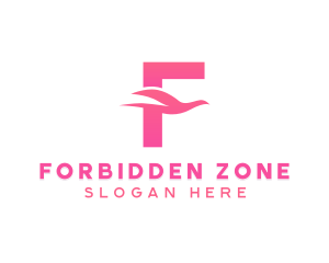 Pink Bird Letter F logo design