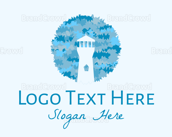 Blue Watercolor Lighthouse Logo