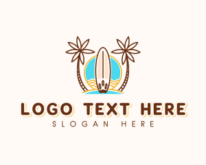 Resort - Tropical Beach Surfboard logo design