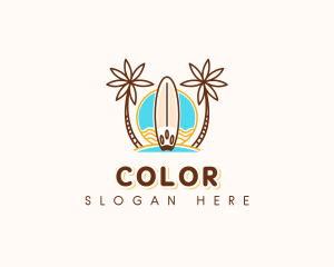 Tropical Beach Surfboard Logo