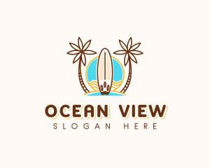 Tropical Beach Surfboard logo design