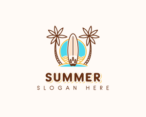 Tropical Beach Surfboard logo design