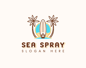 Tropical Beach Surfboard logo design