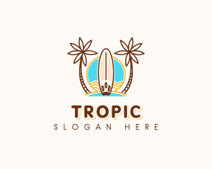 Tropical Beach Surfboard logo design