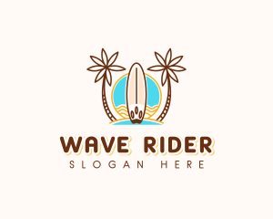 Tropical Beach Surfboard logo design