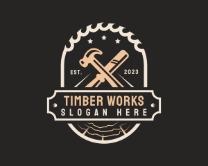 Wood Carpentry Tools  logo design