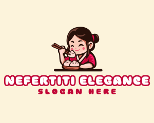 Kimono Dumpling Chopsticks logo design