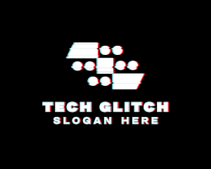 Glitch Digital Anaglyph logo design