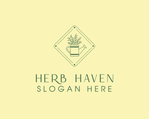 Herbs - Vintage Plant Watering Can logo design