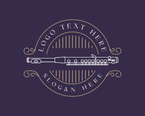 Badge - Flute Bassoon Musical Instrument logo design