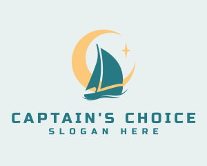 Captain - Midnight Boat Sailing logo design