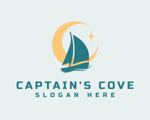 Captain - Midnight Boat Sailing logo design