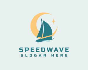 Motorboat - Midnight Boat Sailing logo design