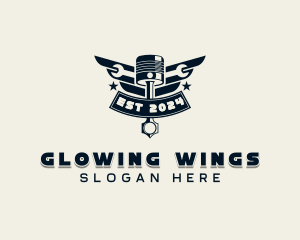 Mechanical Piston Wings logo design