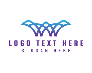 Initial - Blue W Stroke logo design