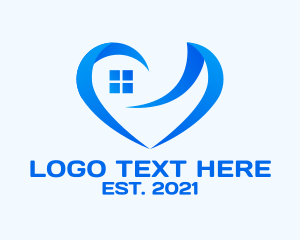 Shelter - Blue Window Heart logo design