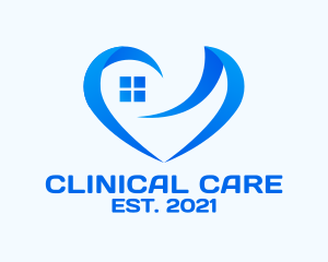 Blue Window Heart  logo design