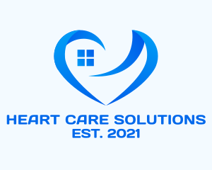 Blue Window Heart  logo design