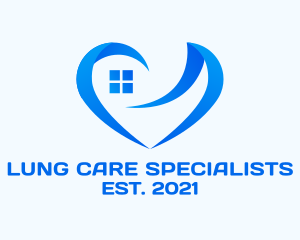 Blue Window Heart  logo design