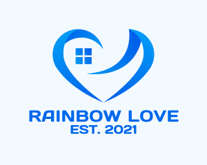 Blue Window Heart  logo design