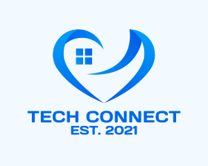 Hospice - Blue Window Heart logo design