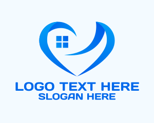 Blue Window Heart  Logo