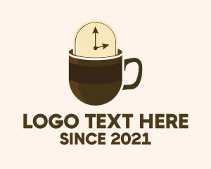 Cafe - Mug Coffee Clock logo design