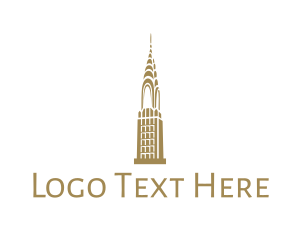 America - Golden Chrysler Building logo design