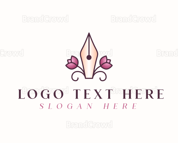 Floral Calligraphy Pen Logo