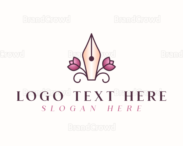 Floral Calligraphy Pen Logo