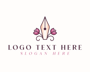 Editor - Floral Calligraphy Pen logo design
