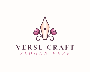 Poem - Floral Calligraphy Pen logo design