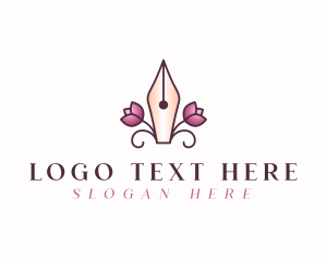 Calligraphy - Floral Calligraphy Pen logo design
