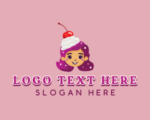 Creamery - Cherry Sundae Girl logo design