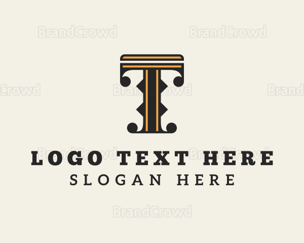 Retro Interior Design Letter T Logo