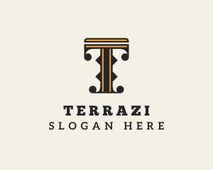 Retro Interior Design Letter T logo design