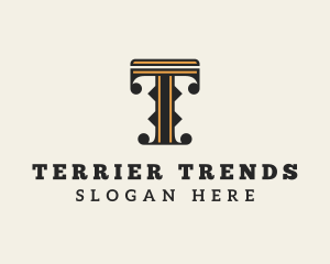 Retro Interior Design Letter T logo design