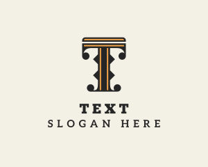 Retro Interior Design Letter T logo design