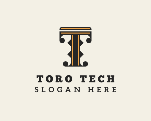 Retro Interior Design Letter T logo design