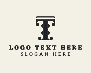 Retro Interior Design Letter T logo design
